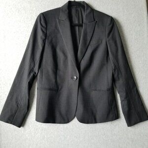 Theory Women's Black Wool Blend Lined One Button Blazer Jacket Academia Sz‎ 12
